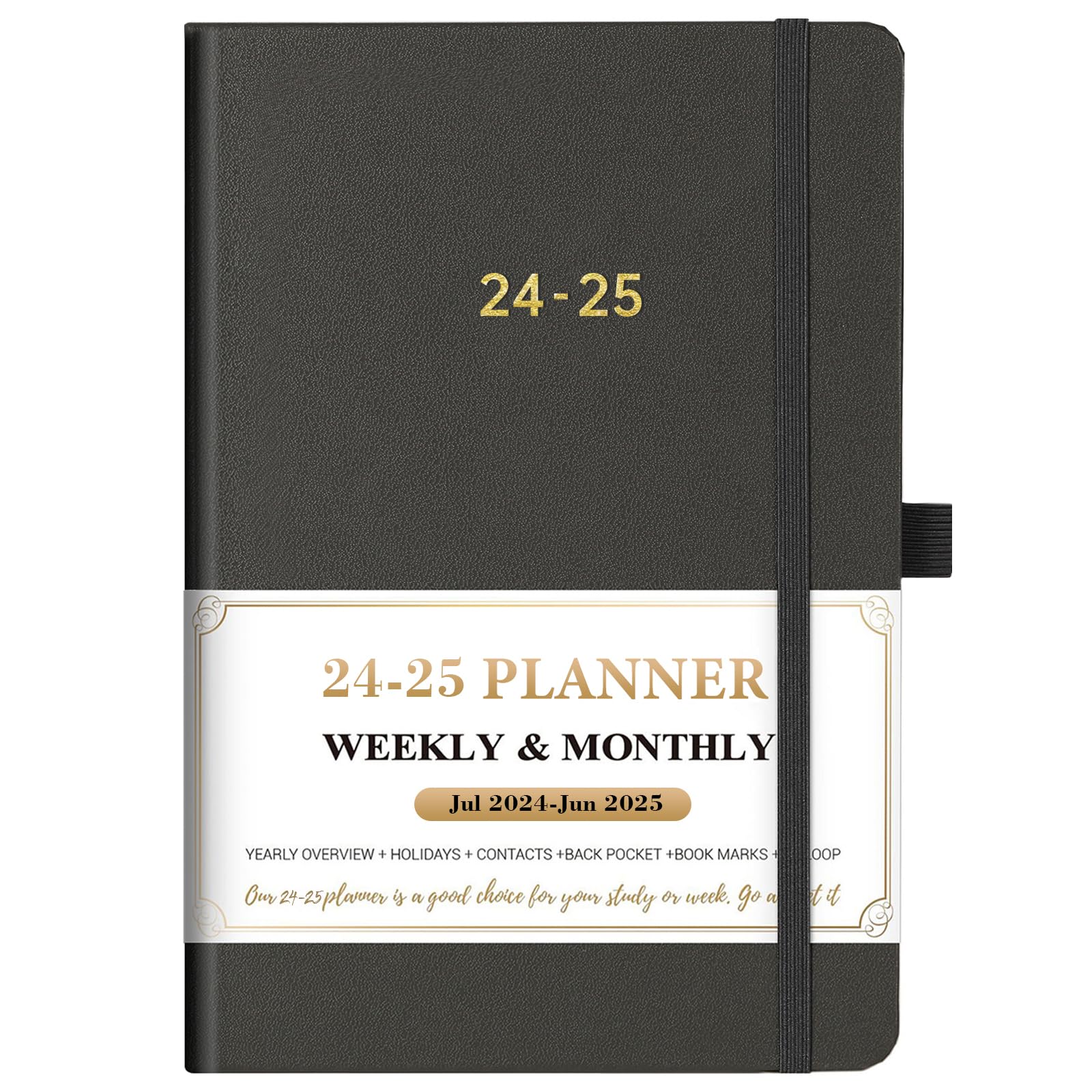 2024-2025 Planner - Academic Planner 2024-2025, Jul.2024 - Jun.2025, 8.25" x 5.75", 2024-2025 Planner Weekly & Monthly with Tabs - Grey