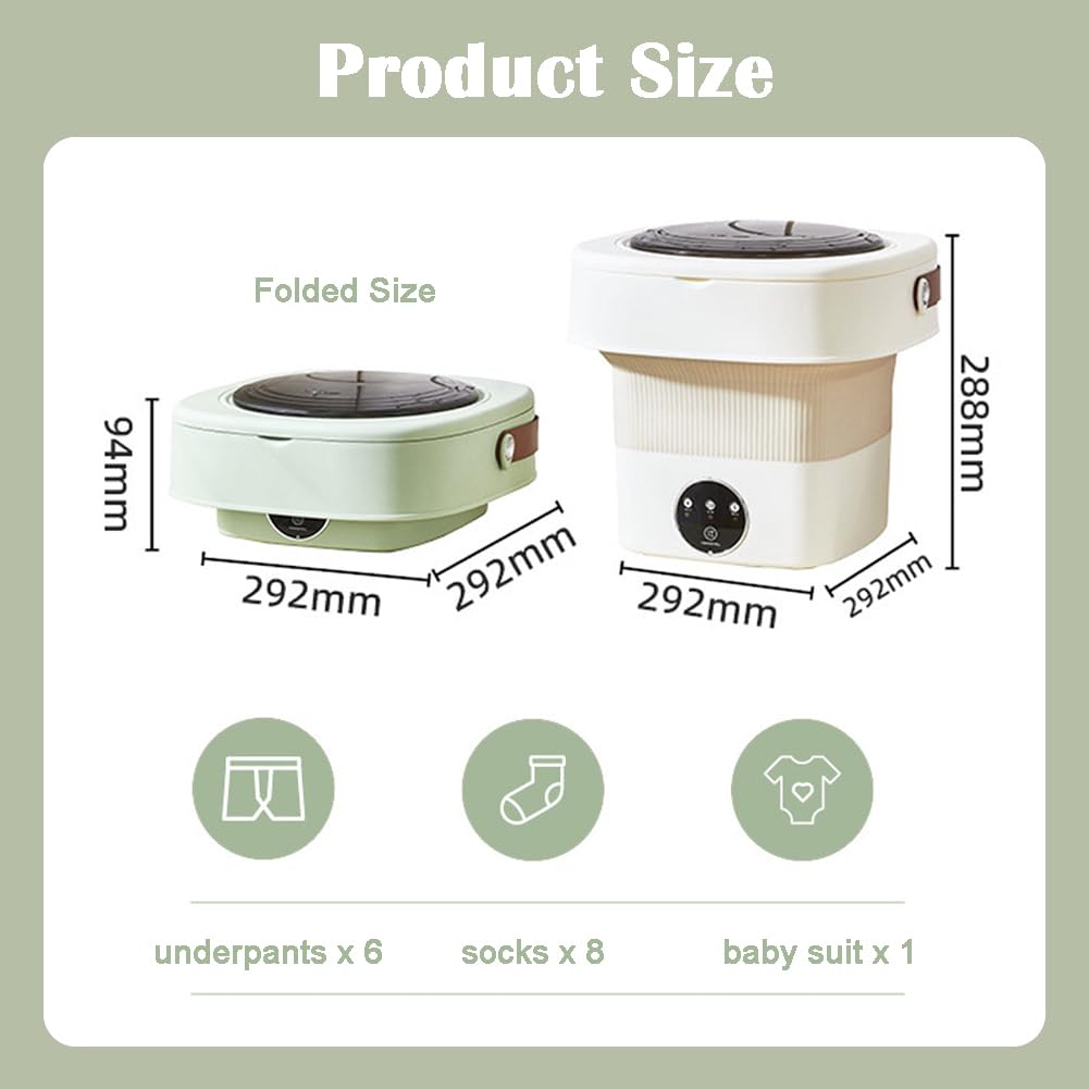 SEAHOME Portable Washing Machine, Foldable Mini Washing Machine 3 Modes Deep Cleaning Half Automatic Washt for Washing Underwear, Socks, Baby Clothes Mini Washer Perfect for Camping, Travelling