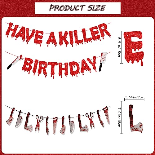 Cheerdecor Halloween Birthday Party Decorations - 3PCS Have a Killer Birthday Banners Red Bloody Horror Happy Birthday Banner Decorations Scary Halloween Birthday Banners Happy Birthday Decorations