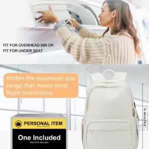 suradar Laptop Backpack for Women,Waterproof Backpack Purse Womens Business Computer Work Backpack Casual Daypacks University Backpacks Fits 15.6 Inch Laptop Bag Beige