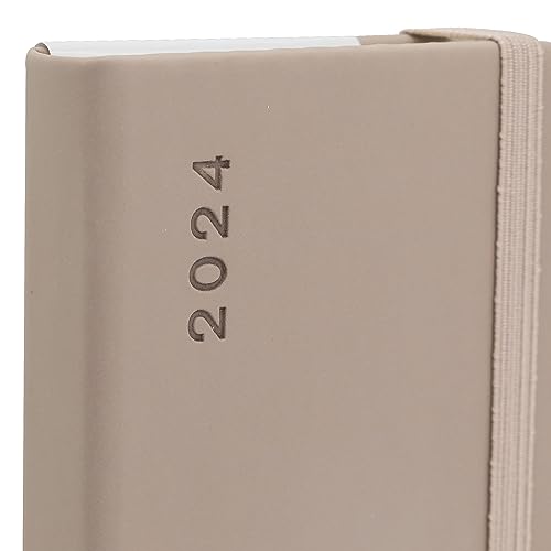 Idena 11073-2024 Diary 80 x 150 mm, Slim Brown, 192 Pages, 1 Week on 1 Page, Agenda, Weekly Planner, Soft Touch Cover