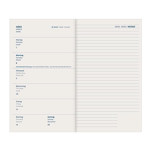 Idena 11073-2024 Diary 80 x 150 mm, Slim Brown, 192 Pages, 1 Week on 1 Page, Agenda, Weekly Planner, Soft Touch Cover