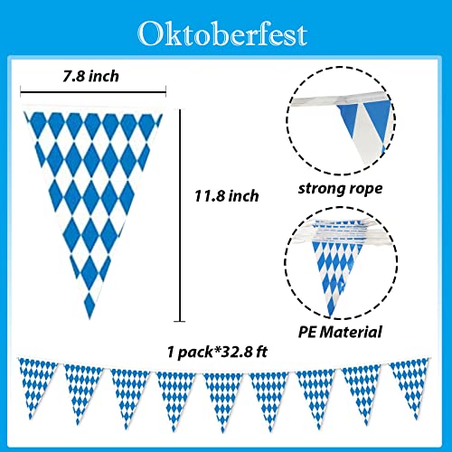 Oktoberfest Decorations Kit Oktoberfest Sign Banner Backdrop Bavarian Check Pennant Flag Porch Sign Welcome Banner White and Blue for German Theme Party Beer Festival Oktoberfest Party Supplies Favors