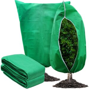 gonlei 2 packs plant covers freeze protection 47.7" x 71.7" large frost blankets for plants frost cloth plant freeze protection tree covers freeze protection covers bags with zipper drawstring