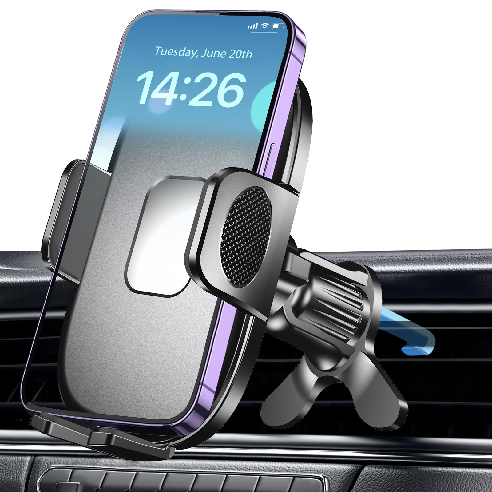 TAPMEI Phone Mount for Car Vent [2024 Upgraded Clip] Cell Phone Holder Hands Free Cradle Air Vent for iPhone 14 Pro and Universal Smartphone (Black)