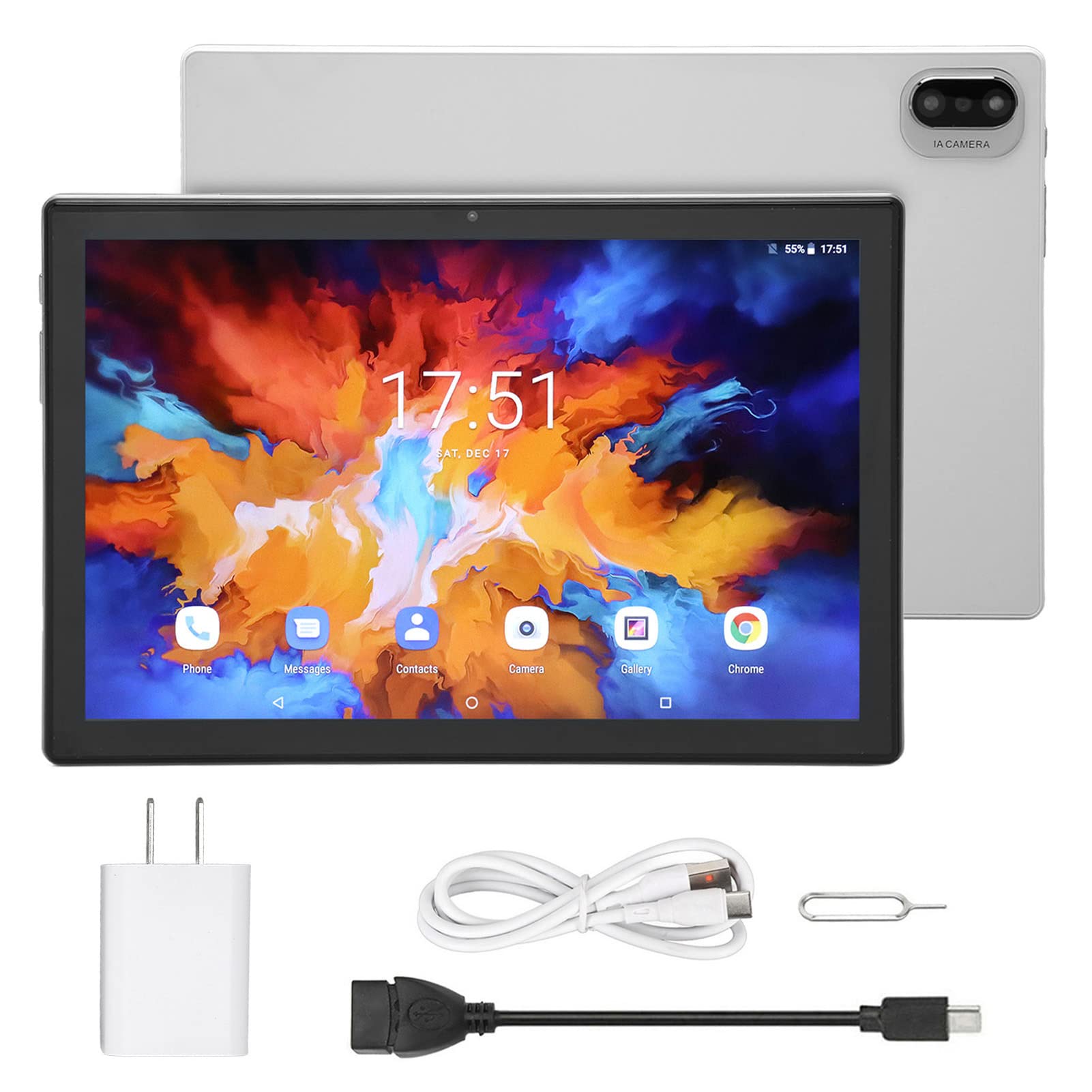 Pssopp HD Tablet, US Plug 100‑240V Office Tablet Octacore CPU 8MP 20MP Camera (White)
