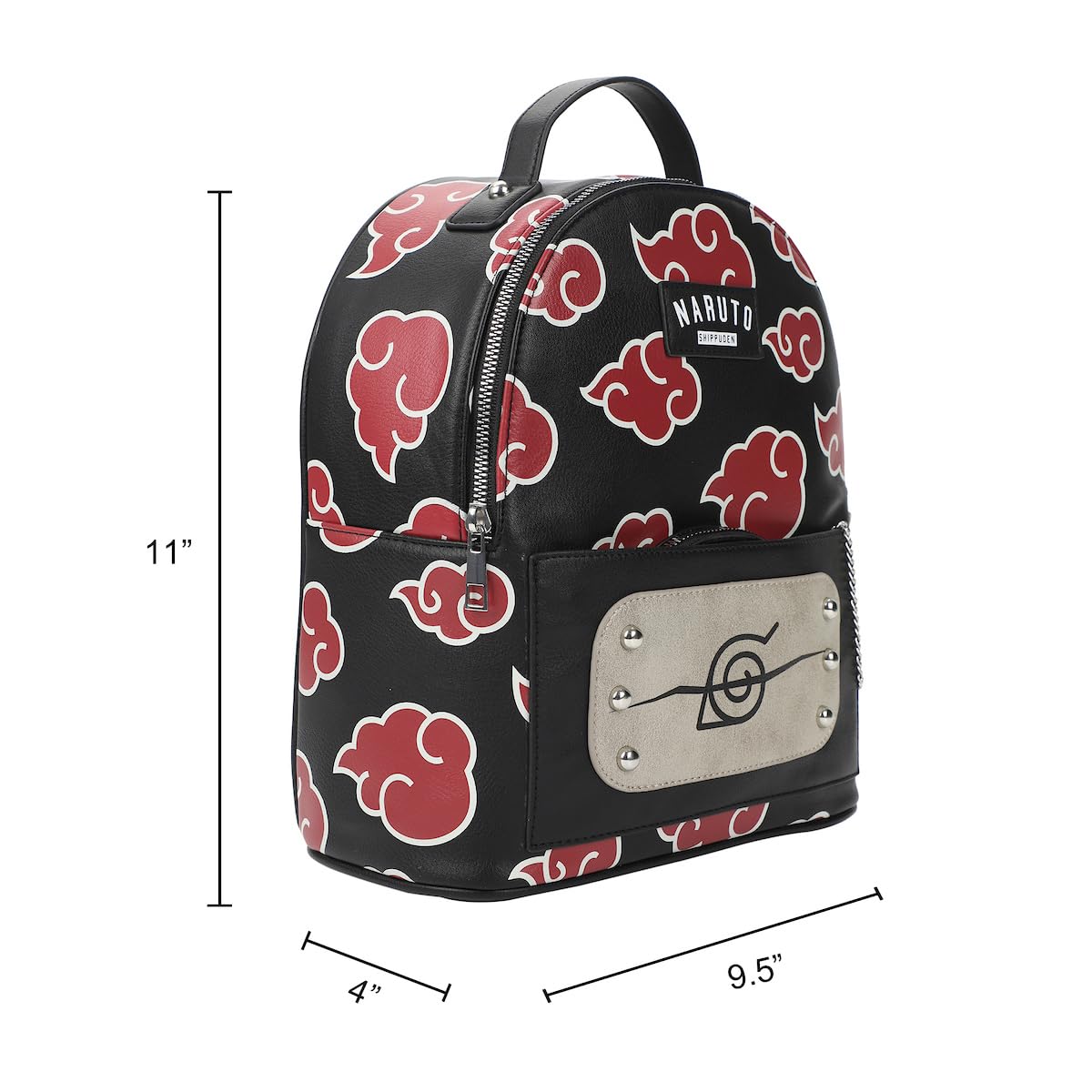 Bioworld Naruto Akatsuki Cloud Pattern Black 11" Mini Backpack