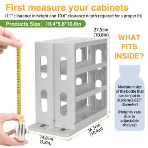Dutiplus Pull-Out & Rotate Spice Rack Kitchen Cabinet Organizer 2 Three-Decker Shelves Snap-in ABS Shelves Adjustable Storage (10.8”H x 5.8”W x 10.4”D) (High-Grade Gray)