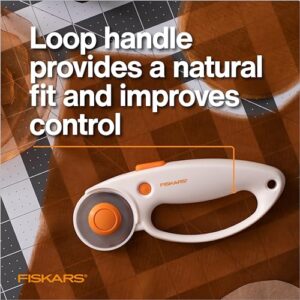 Fiskars 45mm Quick Change Rotary Cutter for Fabric - Steel Rotary Cutter Blade - Craft Supplies - Crafts, Sewing, and Quilting Projects - White