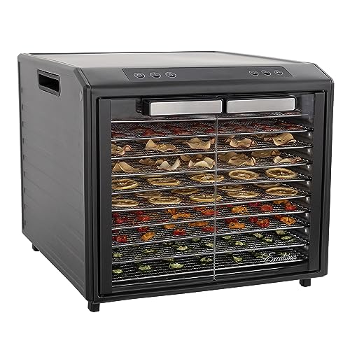 Excalibur Electric Food Dehydrator Select Series 10-Tray with Adjustable Temperature Control Includes Chrome Plated Drying Trays Stainless Steel Construction and Glass French Doors, 800-Watts, Black