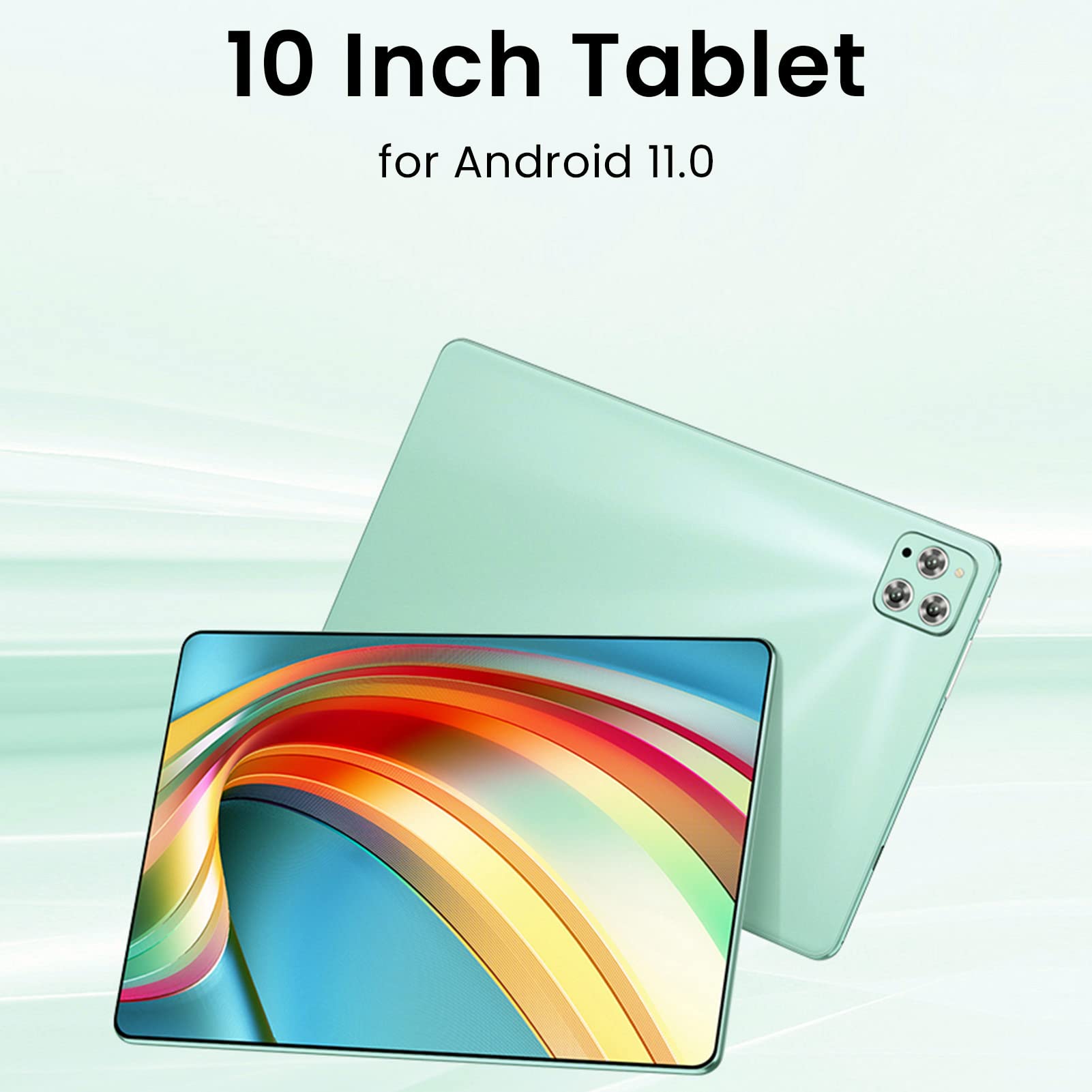 Pssopp 10 Inch Tablet, 5MP 13MP Camera Octa Core Gaming Tablet 6GB RAM 256GB ROM (Green)