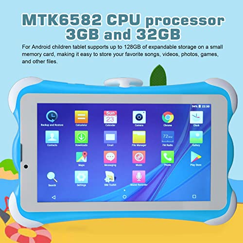 Kids Tablet, Blue 3GB RAM 32GB ROM Childrens Tablet 100-240V Animation 7 HD Display (US Plug)