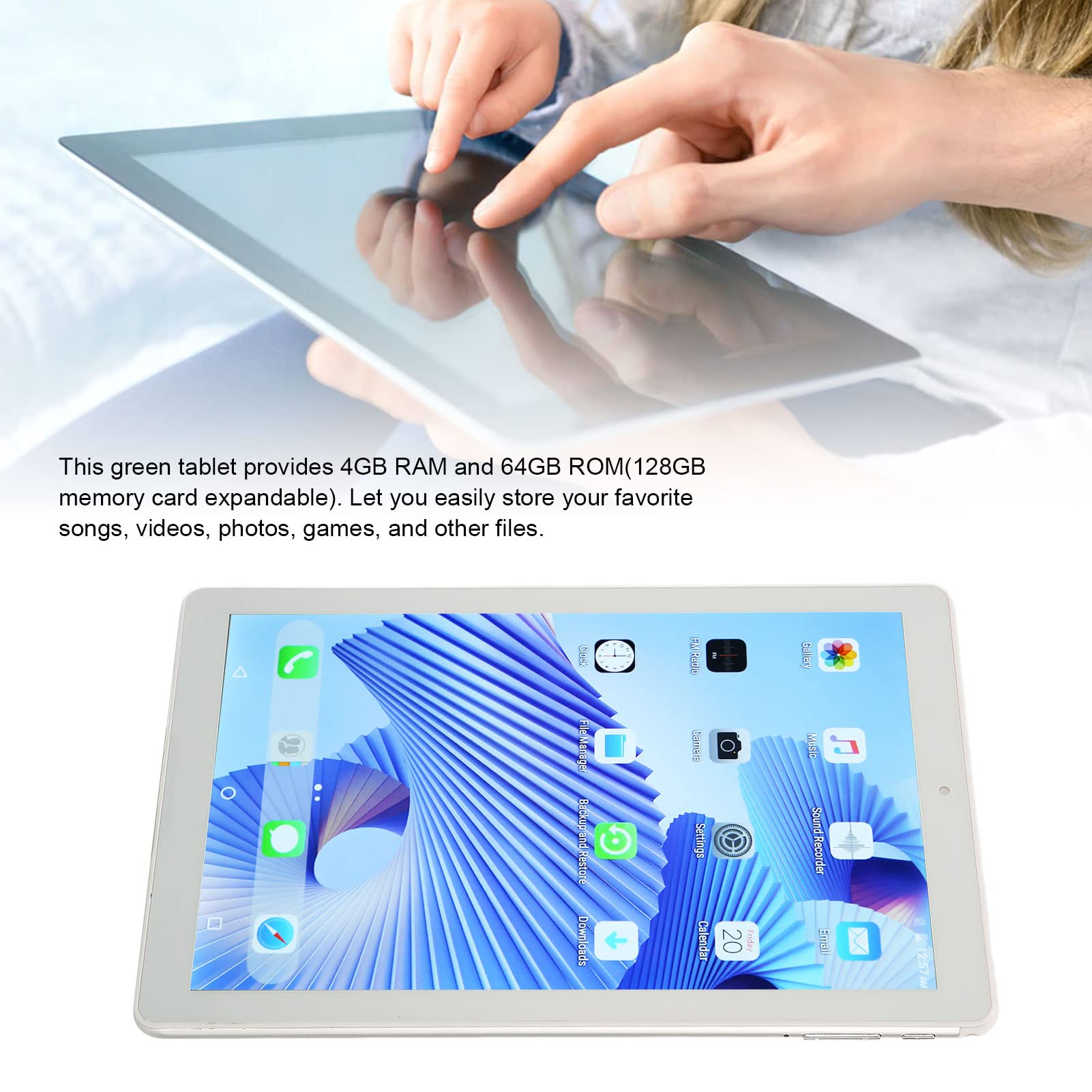 Tablet PC, 10.1 Inch Tablet 1920x1200 5G WiFi Dual Card Dual Standby 100-240V for Android 10 for Drawing (US Plug)