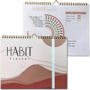 boho style habit tracker journal and goal planner | great productivity tool and habit journal - motivational workout journal | hang with spiral binding workout planner - display on workout calendar
