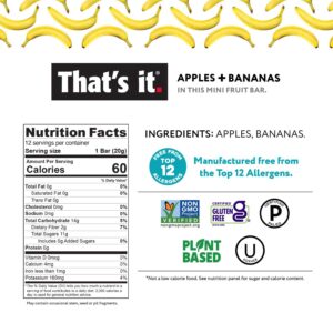That's it. Mini Fruit Bars Gift Pouch (Variety 36 Count) No Sugar Added, Plant-Based, Vegan & Gluten Free, Paleo, Non GMO, Fiber (12 Banana, 12 Blueberry, 12 Mango)