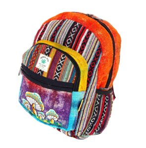 unique design mushroom embroidered himalaya hemp hippie backpack festival backpack hiking backpack fair trade handmade with love
