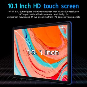 HD Tablet, Octacore CPU Gaming Tablet 4G LTE 5G WiFi Micro Edge 8GB RAM 128GB ROM 10.1 Inch IPS (US Plug)