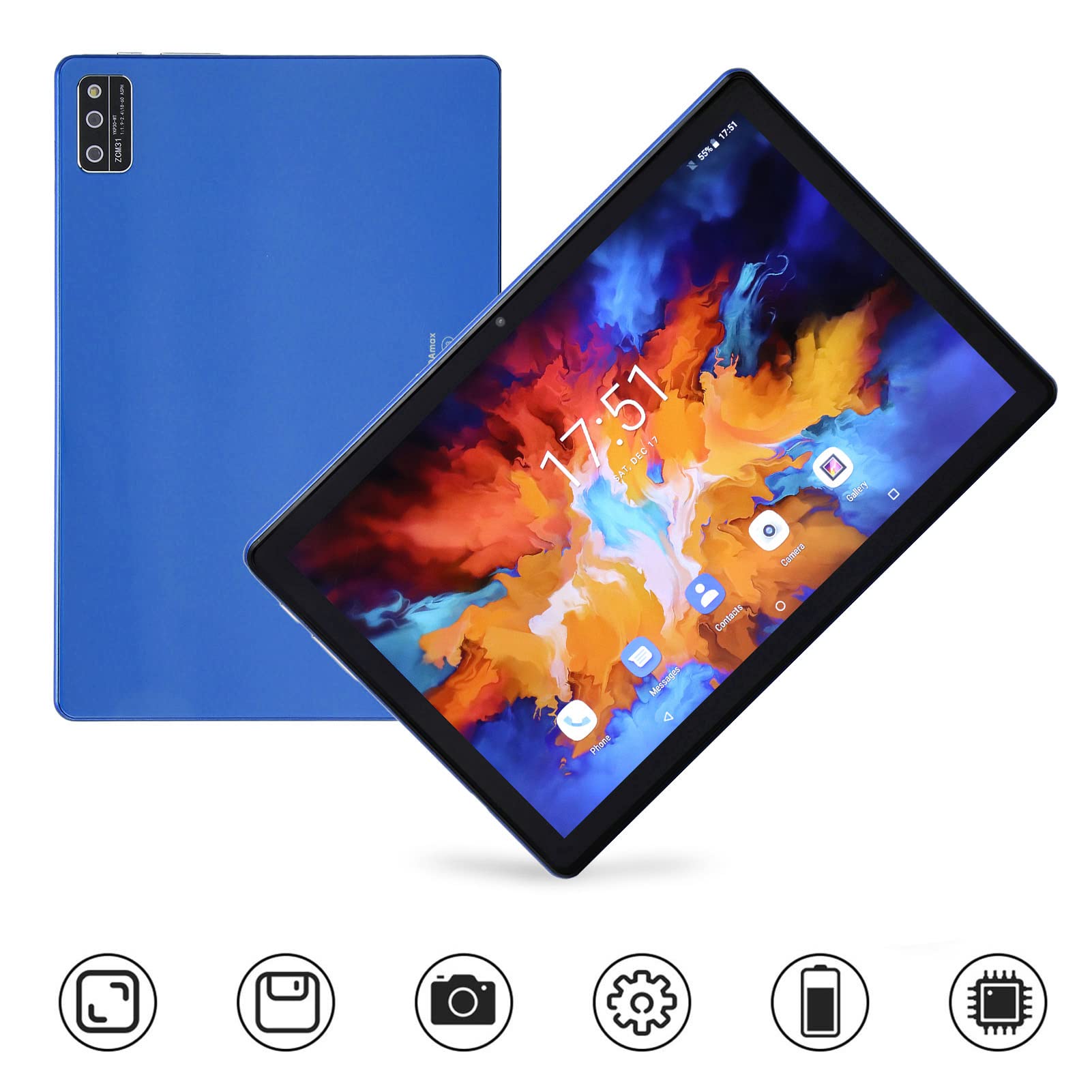 HD Tablet, Octacore CPU Gaming Tablet 4G LTE 5G WiFi Micro Edge 8GB RAM 128GB ROM 10.1 Inch IPS (US Plug)