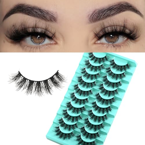 APCYUST Mink Lashes Fluffy Wispy Eyelashes Medium Natural Eye Lash Pack Thick Full Small Strip Eyelash Set Thin Band Russian Strips Lash Extension (Spiky Lash | 11-17mm)