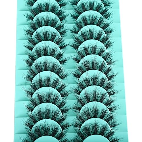 APCYUST Mink Lashes Fluffy Wispy Eyelashes Medium Natural Eye Lash Pack Thick Full Small Strip Eyelash Set Thin Band Russian Strips Lash Extension (Spiky Lash | 11-17mm)