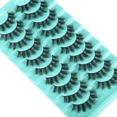 APCYUST Mink Lashes Fluffy Wispy Eyelashes Medium Natural Eye Lash Pack Thick Full Small Strip Eyelash Set Thin Band Russian Strips Lash Extension (Spiky Lash | 11-17mm)