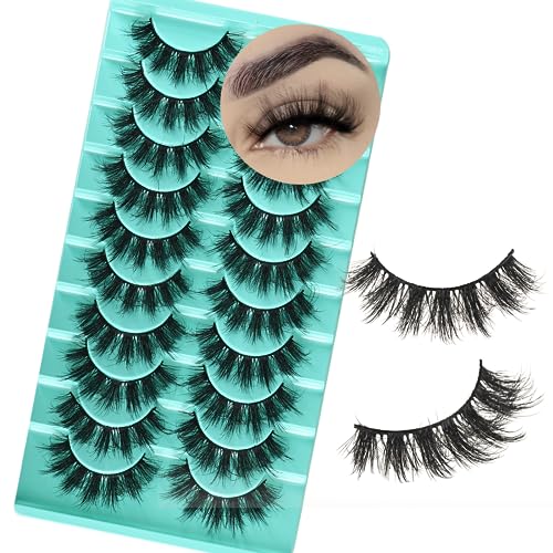 APCYUST Mink Lashes Fluffy Wispy Eyelashes Medium Natural Eye Lash Pack Thick Full Small Strip Eyelash Set Thin Band Russian Strips Lash Extension (Spiky Lash | 11-17mm)