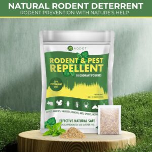 ADDOT Rodent Mouse Repellent Indoor - Powerful Pest Repeller for Mice, Squirrels, Bats, and More - 10 Pack, 30g Effective Peppermint Deterrent for Attic, Garage, RV, Basement, House, and Warehouse,