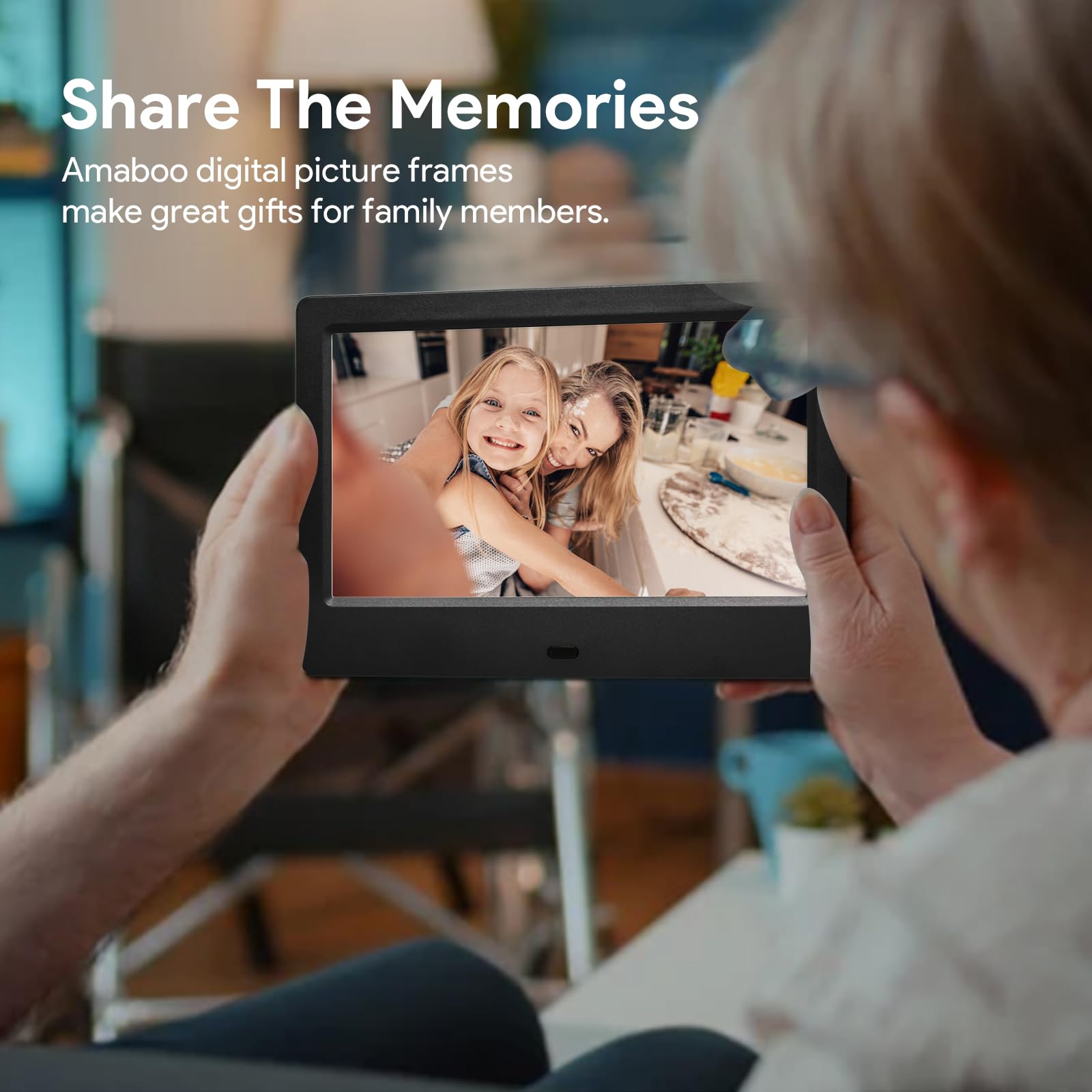 7 Inch Photo Frame, Using USB or SD to Play Photos/Videos/Music, HD IPS Displays Photo Frames with Remote Control, Easys to Use, Gifts for Mom&Dad