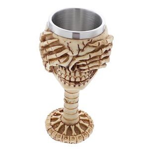 lifkome 1pc goblet wine cup for party 3d wine glass stainless steel decorate halloween resin halloween cocktail glass party wine cup ghost head three-dimensional skull cocktail glass gift