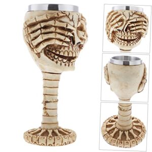LIFKOME 1Pc goblet Wine Cup for Party 3d wine glass Stainless steel decorate halloween resin Halloween Cocktail Glass Party Wine Cup ghost head three-dimensional Skull Cocktail Glass gift