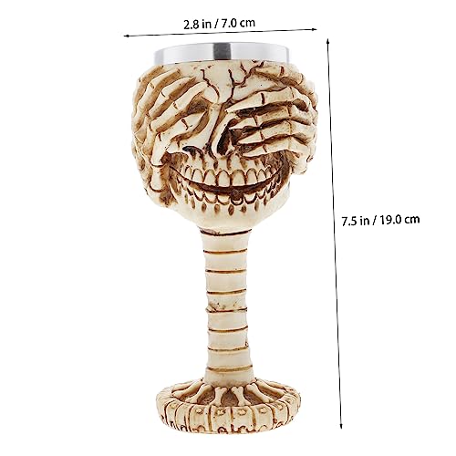 LIFKOME 1Pc goblet Wine Cup for Party 3d wine glass Stainless steel decorate halloween resin Halloween Cocktail Glass Party Wine Cup ghost head three-dimensional Skull Cocktail Glass gift
