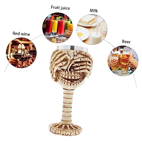 LIFKOME 1Pc goblet Wine Cup for Party 3d wine glass Stainless steel decorate halloween resin Halloween Cocktail Glass Party Wine Cup ghost head three-dimensional Skull Cocktail Glass gift