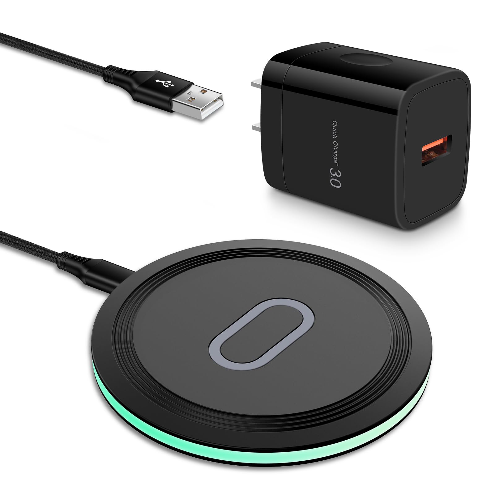 Pixel 7a 8 Pro Wireless Charger Pad, 15W Fast Wireless Charging Pad with Adapter for Google Pixel 8 7 Pro 7 6 Pro 6, iPhone 15 14 13 12 Pro Max,Samsung Galaxy S24 S23 Ultra S23 FE S22 S21 S20 Note 20