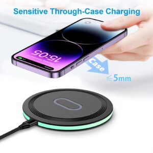 Pixel 7a 8 Pro Wireless Charger Pad, 15W Fast Wireless Charging Pad with Adapter for Google Pixel 8 7 Pro 7 6 Pro 6, iPhone 15 14 13 12 Pro Max,Samsung Galaxy S24 S23 Ultra S23 FE S22 S21 S20 Note 20