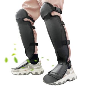 olizee® 1 pair adjustable trimmer gaiters mowing shin guards gardening knee pads chainsaw shin guards weed eating leg protectors for outdoor activities black