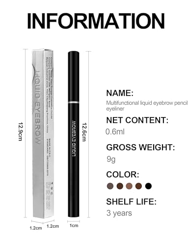 Easilydays Ultra-Fine Felt-Tip Liquid Eyeliner Pen, Waterproof 5 Colors Wild Water Eyebrow Pencil, Highly Pigmented Intense Color, Glides on Smoothly, Longlasting Smudge-Proof Women Eye Makeup (02)