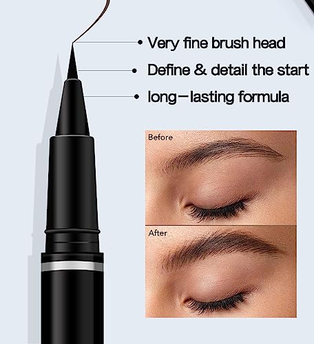 Easilydays Ultra-Fine Felt-Tip Liquid Eyeliner Pen, Waterproof 5 Colors Wild Water Eyebrow Pencil, Highly Pigmented Intense Color, Glides on Smoothly, Longlasting Smudge-Proof Women Eye Makeup (02)