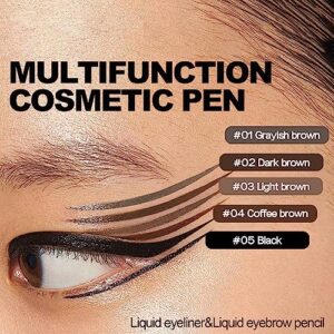 Easilydays Ultra-Fine Felt-Tip Liquid Eyeliner Pen, Waterproof 5 Colors Wild Water Eyebrow Pencil, Highly Pigmented Intense Color, Glides on Smoothly, Longlasting Smudge-Proof Women Eye Makeup (02)