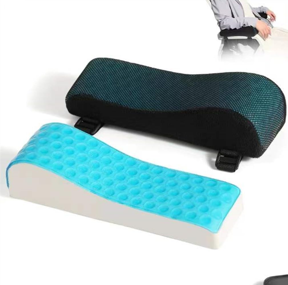 YSMLE Chair Arm Pads with Comfort Memory Foam, Arm Rest Pillow,Gaming Chair Arm Rest, Covers for Chair Armrest Cushions Gel Mesh Cover Forearm Pressure Relief for Office Wheelchair 2pcs