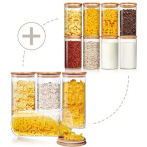 homartist glass jars with bamboo lids 34oz x8 & 53oz x4 [set of 12], glass canisters with airtight lids, glass food storage containers