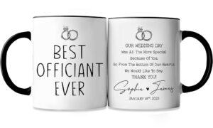 awe-creatives personalized best officiant ever coffee mug, custom mug gift for wedding, officiant mug, wedding officiant gifts for couple, coffee mug gifts from bride and groom