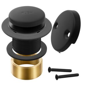 matte black bathtub drain tip-toe tub trim set with two-hole overflow faceplate bathroom tub drains replacement conversion tub drain kit assembly with universal fine & coarse thread