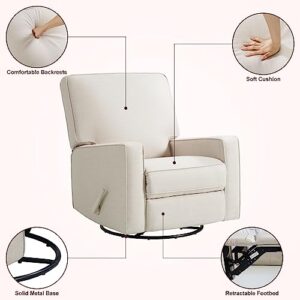 MEROUS Recliner Chair Upholstered Glider Durability Swivel Chair for Nursery Rocking Chair Stain Resistant Comfort Manual Reclining Chair with Manual Puller for Living Room Bedroom Beige