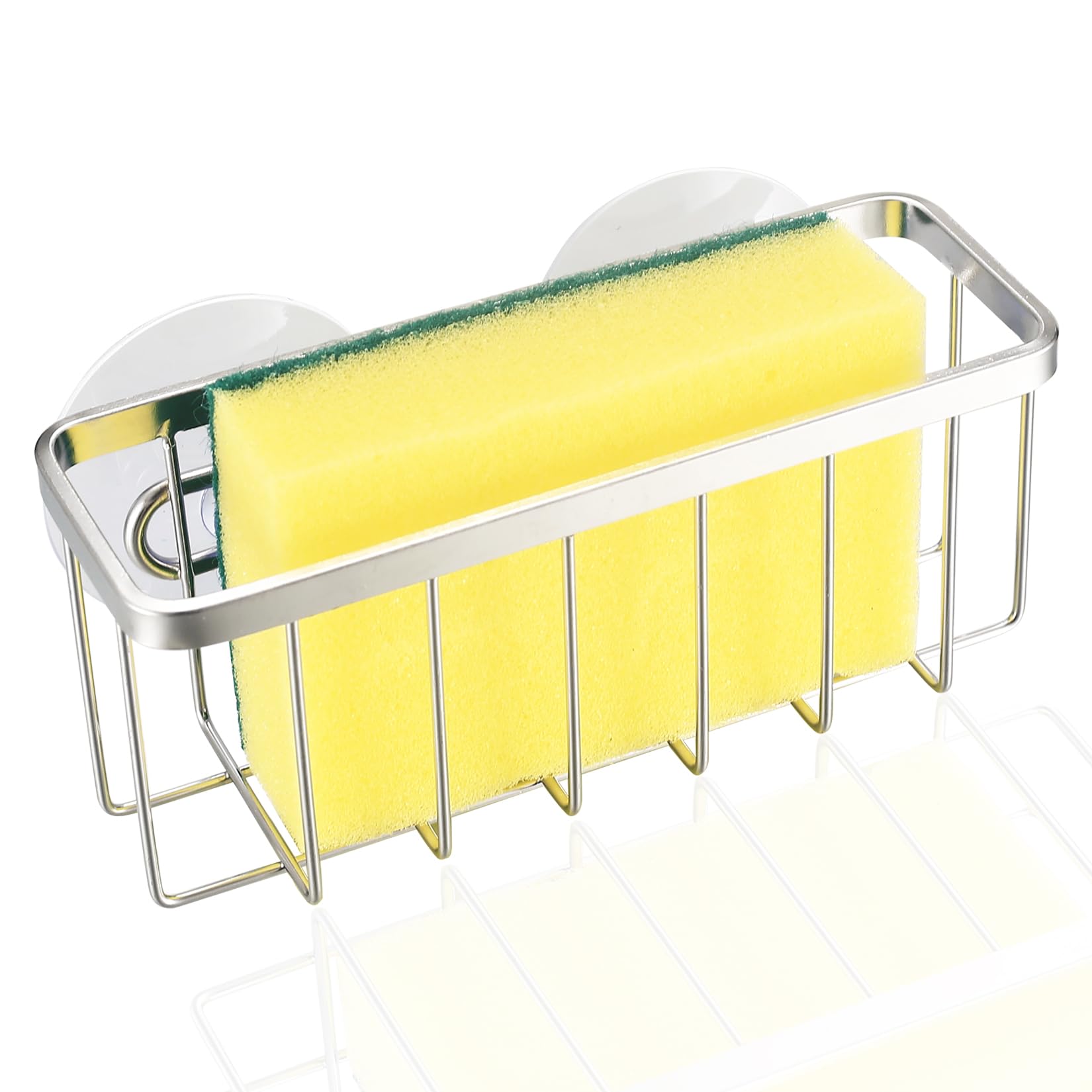 ALAHUGYEF Sponge Holder for Kitchen Sink Sponge Holder, Kitchen Sponge Holder, Dish Sponge Caddy Organizer Holder for Kitchen & Bathroom, Sponges, Scrubbers, Soaps, with Suction Cups, 1 x Sponge