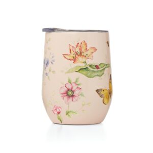 lenox 895749 butterfly meadow pink stainless steel wine tumbler, 1 count