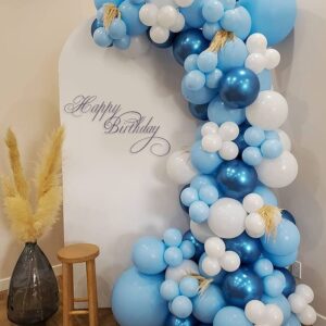 Blue Shades Balloon Arch Garland Kit, 106Pcs 18/12/10/5 Inch Metallic Chrome Blue Balloons Pearl Blue Balloons Baby Blue Balloons Light Blue Balloons for Birthday Baby Shower Wedding Party