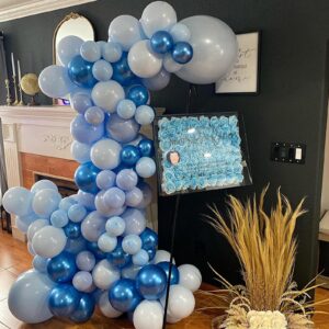 Blue Shades Balloon Arch Garland Kit, 106Pcs 18/12/10/5 Inch Metallic Chrome Blue Balloons Pearl Blue Balloons Baby Blue Balloons Light Blue Balloons for Birthday Baby Shower Wedding Party