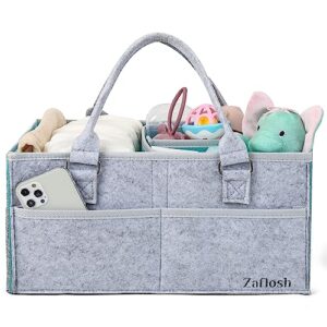 zaflosh baby diaper caddy organizer, large size diaper organizer with removable dividers, car diaper caddy, baby organizer for changing table, nursery storage caddy for baby essentials