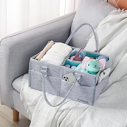 Zaflosh Baby Diaper Caddy Organizer, Large Size Diaper Organizer with Removable Dividers, Car Diaper Caddy, Baby Organizer for Changing Table, Nursery Storage Caddy for Baby Essentials