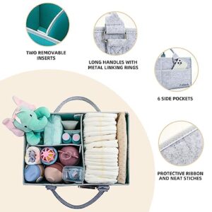 Zaflosh Baby Diaper Caddy Organizer, Large Size Diaper Organizer with Removable Dividers, Car Diaper Caddy, Baby Organizer for Changing Table, Nursery Storage Caddy for Baby Essentials